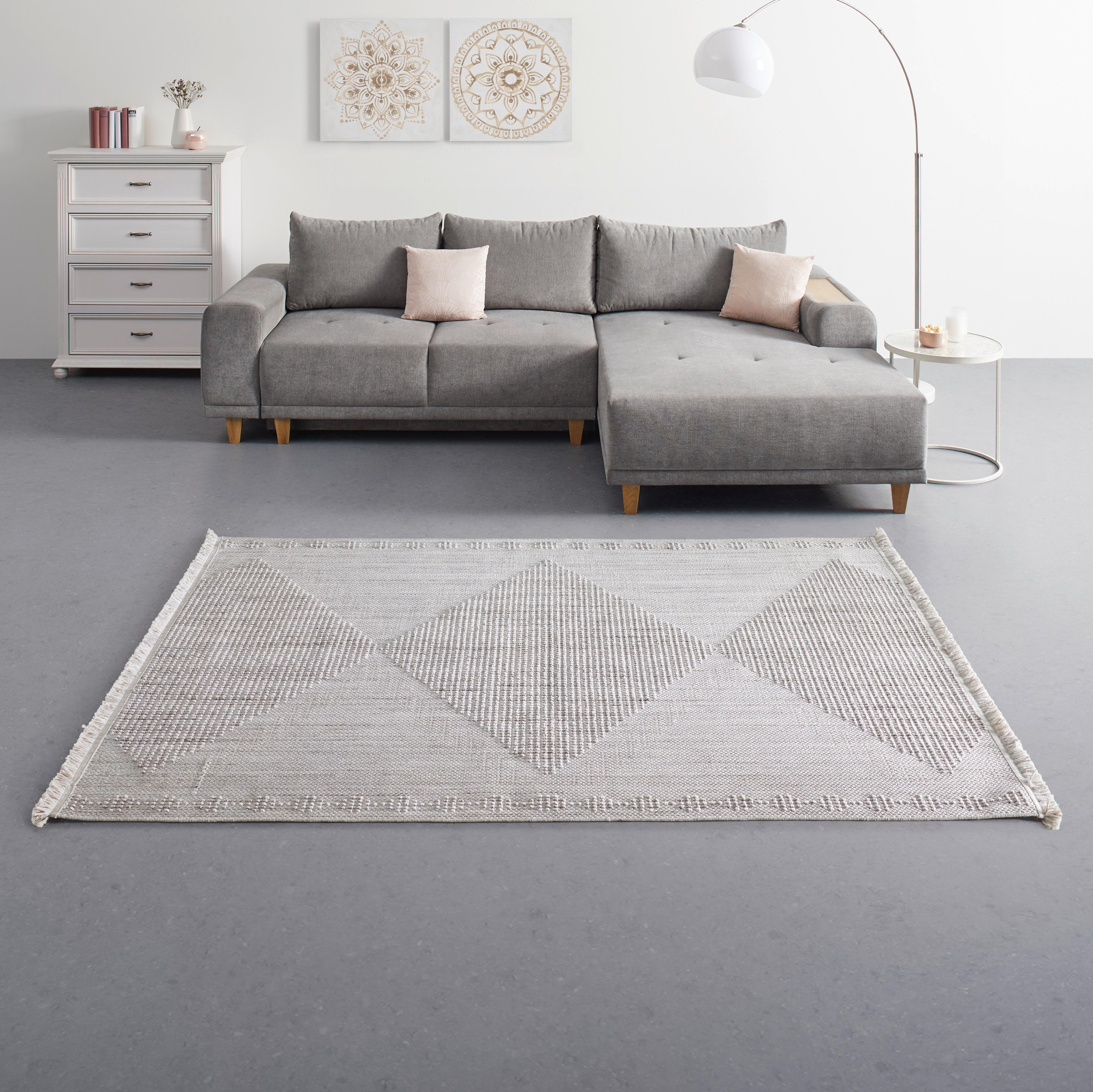 Ravno Tkana Preproga Jan - siva/bela, Moderno, tekstil (80/150cm) - Modern Living