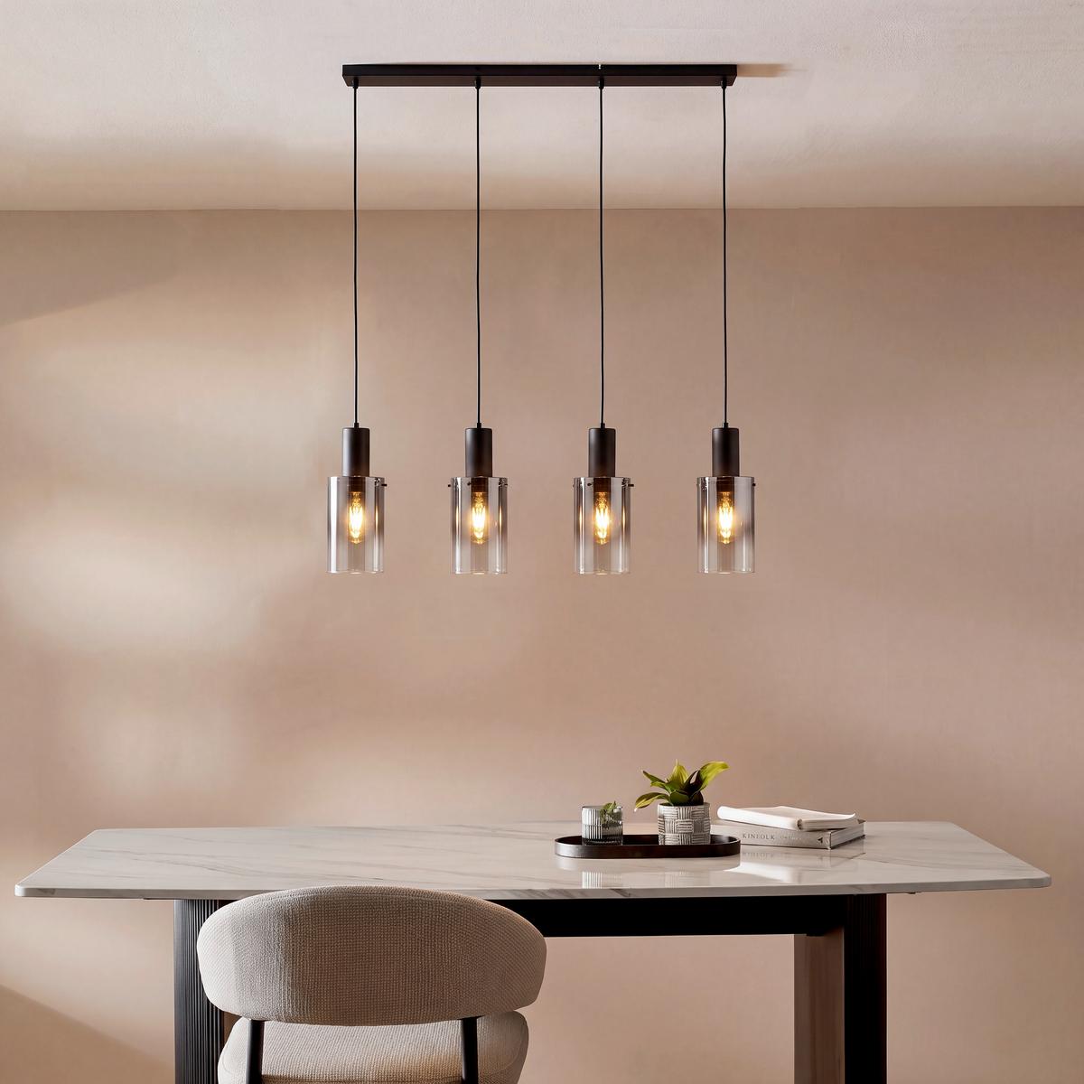 Viseća Svjetiljka Florentina - siva/prozirno, Design, staklo/metal (102.5/12.5/150cm) - Globo
