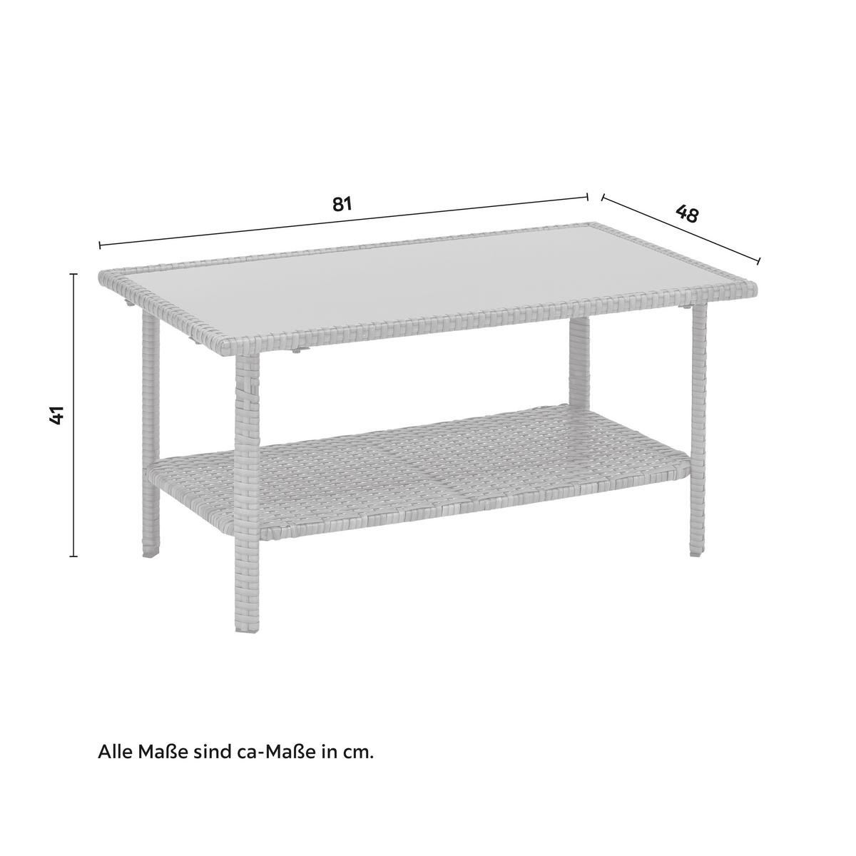 Loungegarnitur-Set Padua Grau aus Kunststoffgeflecht - Hellgrau/Schwarz, Modern, Glas/Kunststoff - Mömax