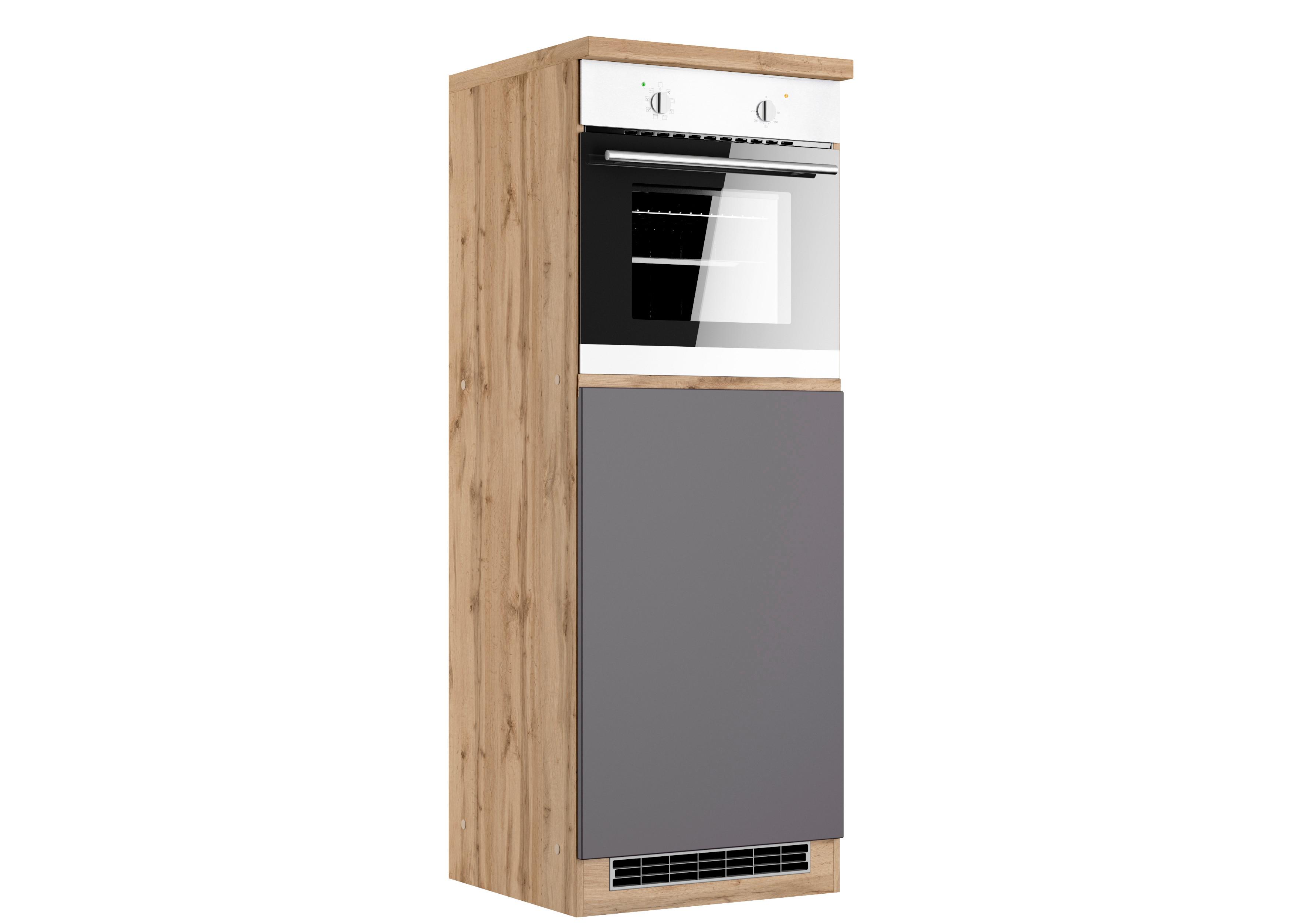 Herdumbauschrank Turin ca. 60x166 cm Grau/Eiche - Eiche Wotan/Grau, Design, Holzwerkstoff (60/166/60cm) - Held