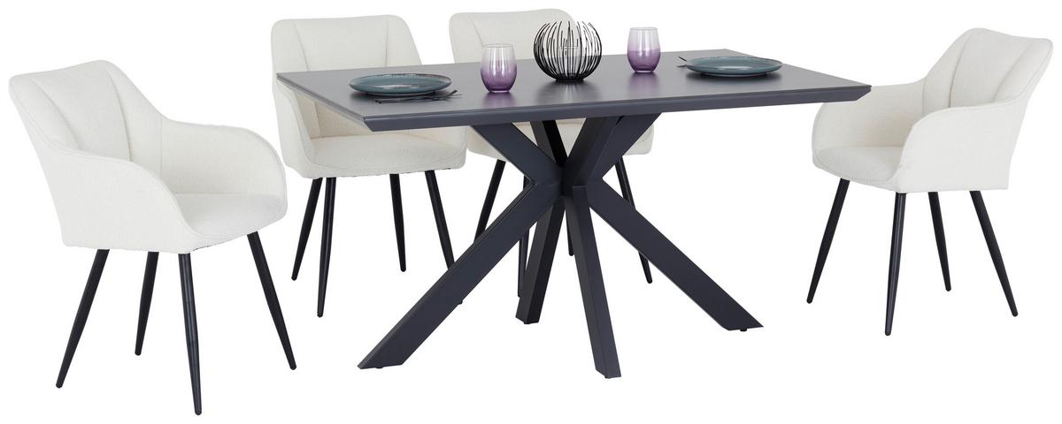 Jedilna Miza Steve 2, Črna, 140x90 Cm - črna, Moderno, kovina/leseni material (140/76/90cm)