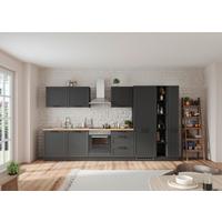 Küchenzeile Meran mit Geräten ca. 360 cm Grau/Eiche - Eiche Wotan/Schwarz, LIFESTYLE, Holzwerkstoff/Metall (360cm) - Held