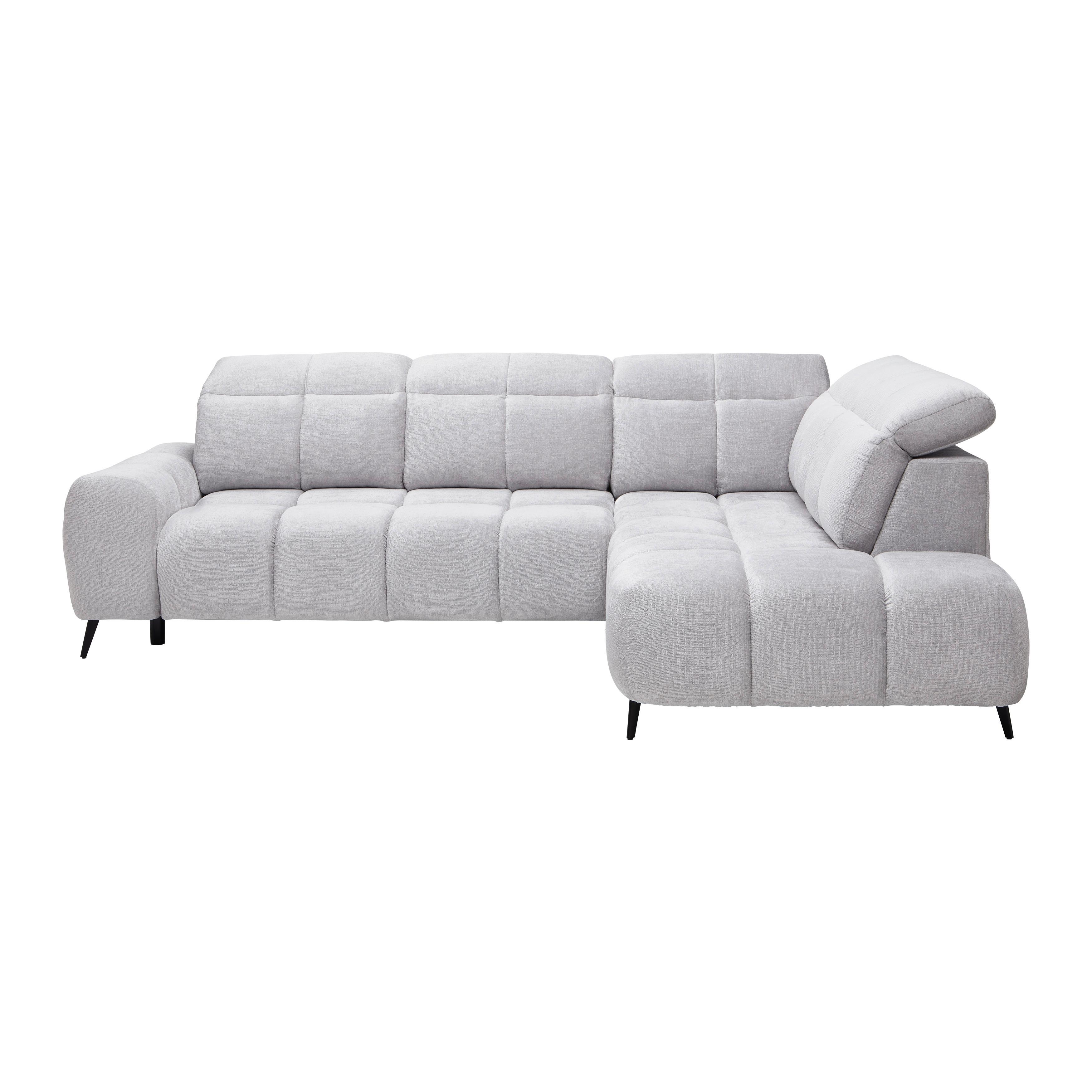 Ecksofa Hellgrau - Hellgrau/Schwarz, Modern, Textil/Metall (275/225cm) - Mömax
