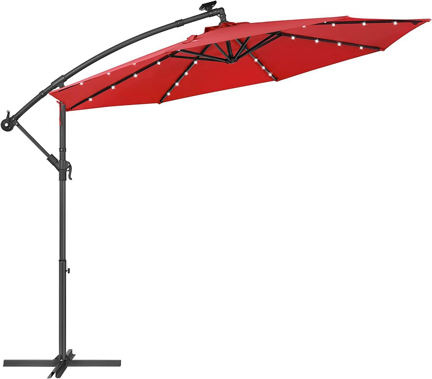 Ampelschirm LED Rot/Schwarz ca. 300x300cm - Rot/Schwarz, Basics, Textil/Metall (300/300cm) - Modante
