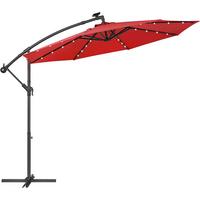Ampelschirm LED Rot/Schwarz ca. 300x300cm - Rot/Schwarz, Basics, Textil/Metall (300/300cm) - Modante
