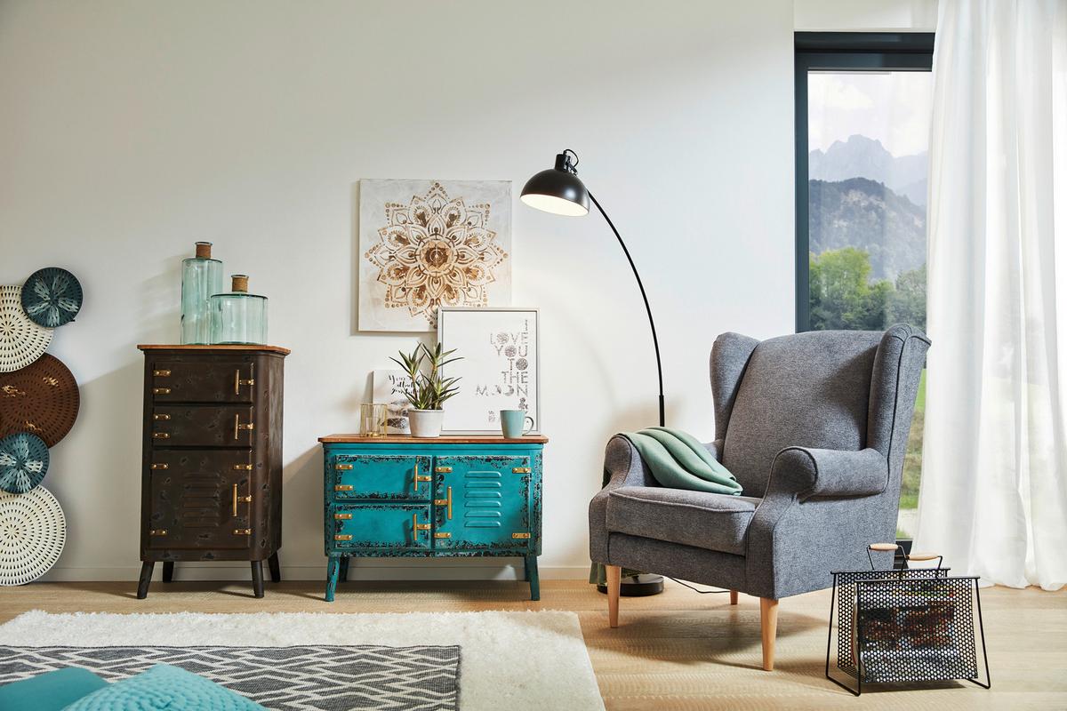 Fotelj Viola - rumena/naravne barve, tekstil (82/95/48/85cm) - Mömax