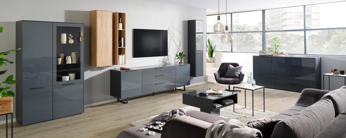 Hängeelement Max Box in Anthrazit - Anthrazit, MODERN, Glas/Holzwerkstoff (38/175/32cm) - Premium Living