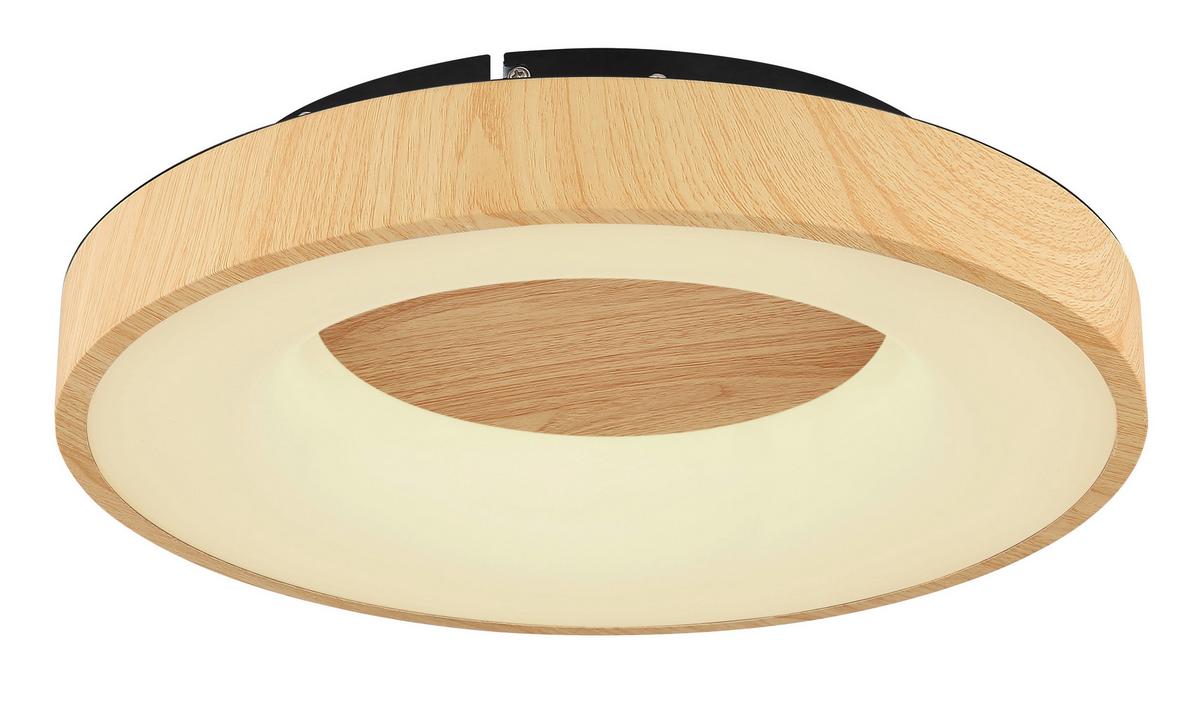 Stropna Led-svetilka Jolli, S Sijalko - črna/opal, Natur, kovina/umetna masa (40/10cm) - Globo