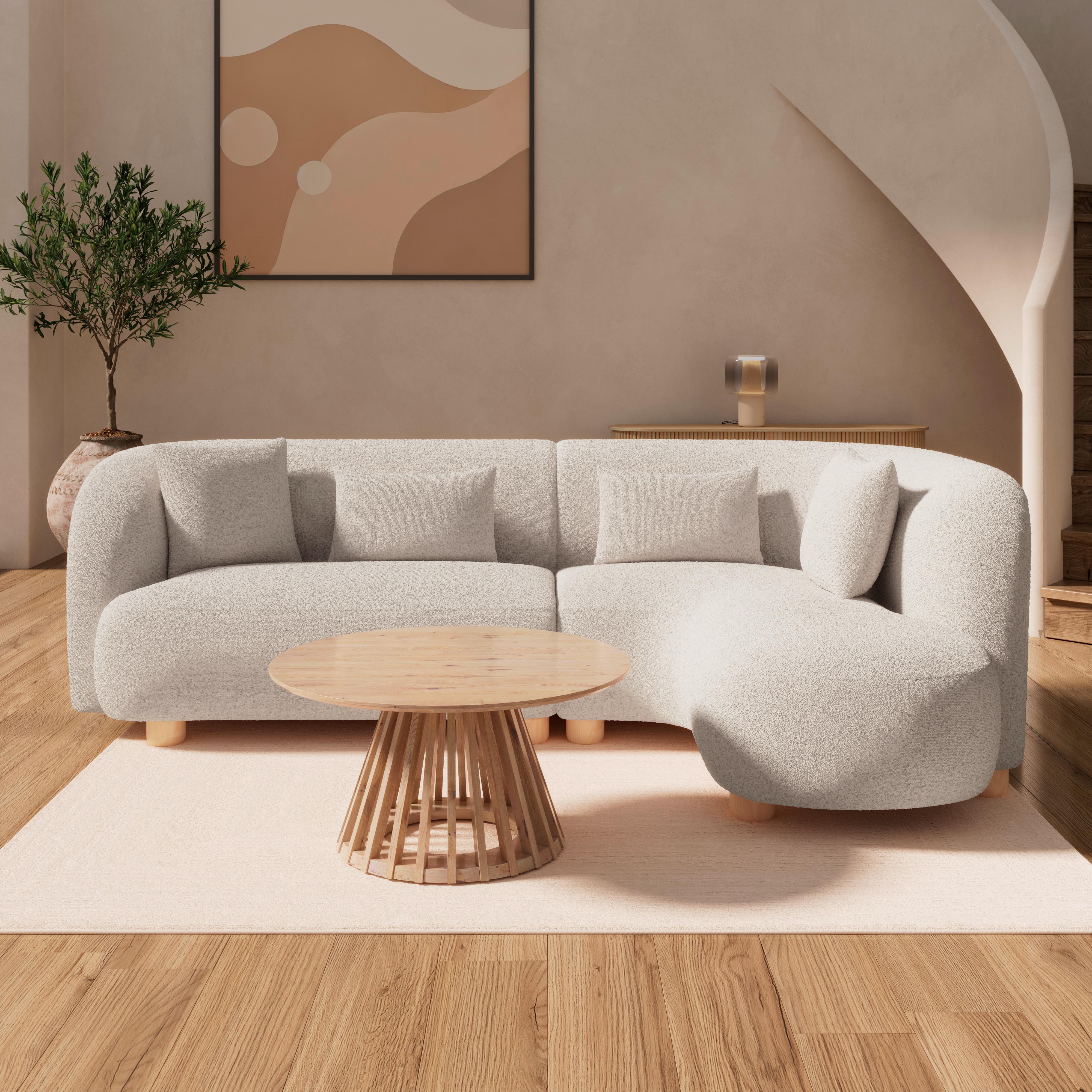 Kutna Garnitura Alba - boje hrasta/krem, Moderno, drvo/tekstil (256/78/85/166cm) - Bessagi Home
