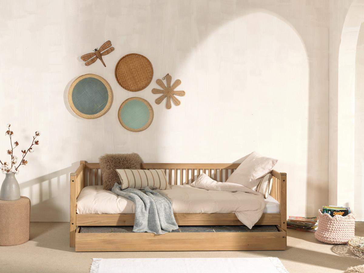 Ausziehbett FORREST ca.90x200cm Echtholz Eiche - Naturfarben, MODERN, Holz (90/200cm) - Vipack