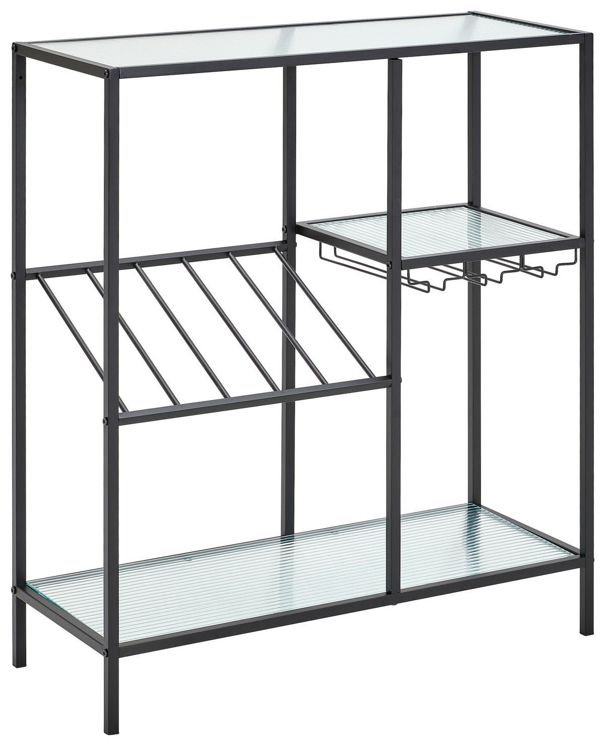 REGAŁ NA WINO DOMINIK - czarny, Design, metal/szkło (80/90/32cm) - MID.YOU