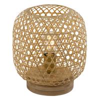 Tischleuchte Leonie max. 60 Watt - Schwarz/Naturfarben, Naturmaterialien/Textil (23,5/27cm)