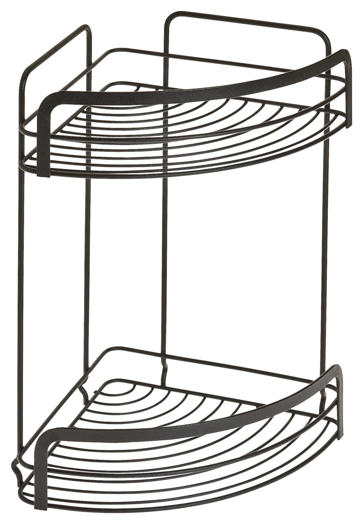 Fürdőszobai Sarokpolc Lava - fekete, Modern, fém (20/20/30cm)