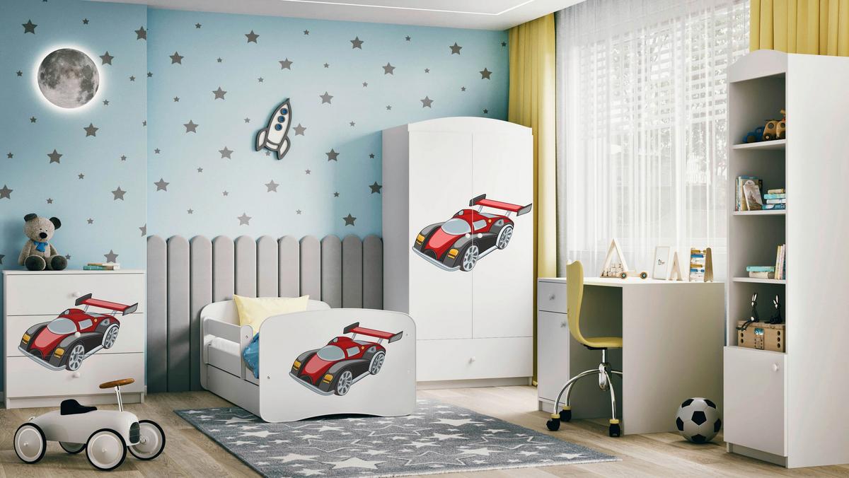 Otroška Postelja Babydreams, Bela, 80x160cm - bela/barve breze, Moderno, tekstil/leseni material (80/160cm) - MID.YOU