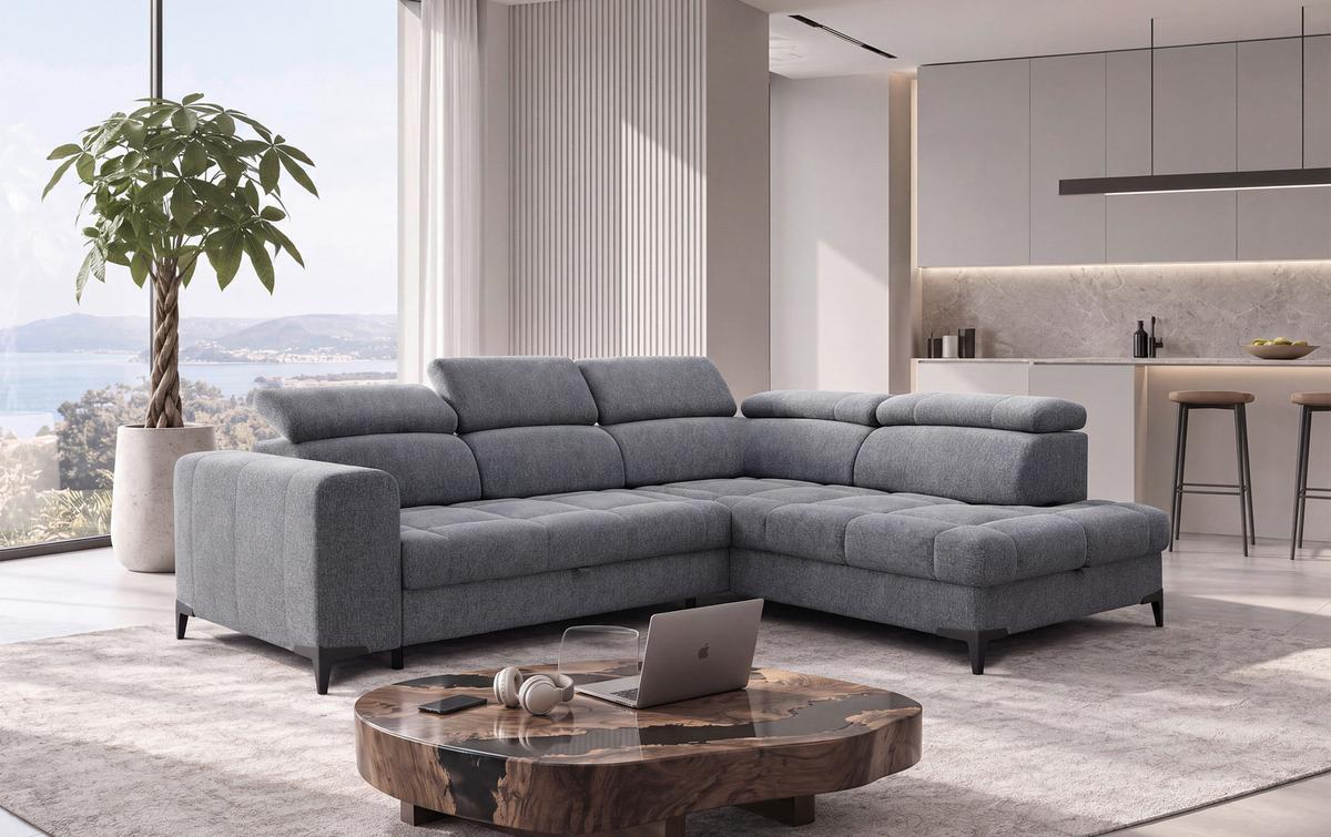 Sarokkanapé Mason - fekete/sötétszürke, Modern, műanyag/faalapú anyag (271/211cm) - Modern Living