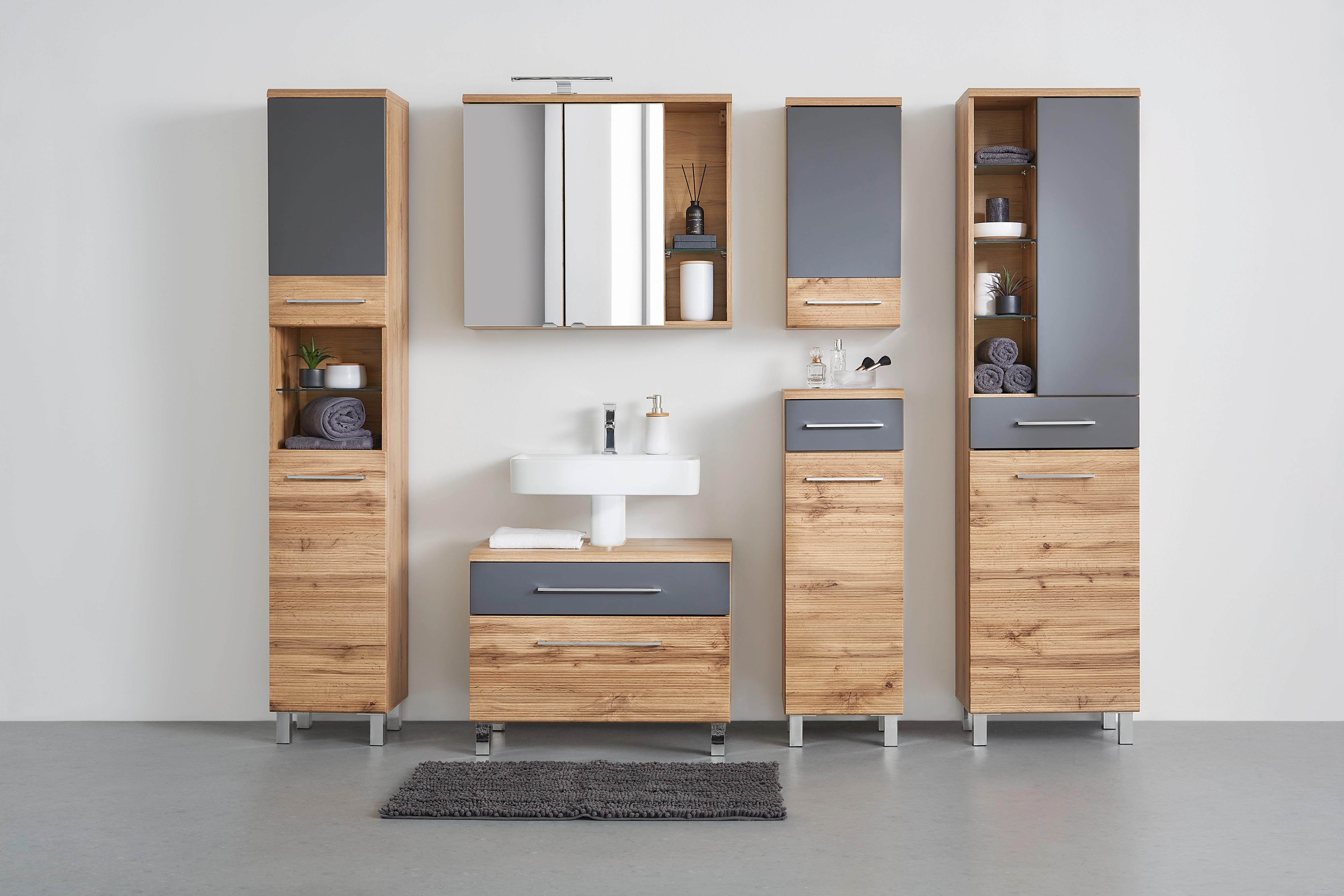 HÖGSKÅP FLOAT -EXKLUSIV- - kromfärg/antracit, Modern, metall/trämaterial (35/194/33cm) - Premium Living
