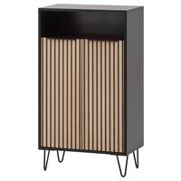 Schuhschrank Hank Eiche/Schwarz - Eichefarben/Schwarz, Design, Holzwerkstoff/Metall (60,2/107,9/33,05cm) - MID.YOU