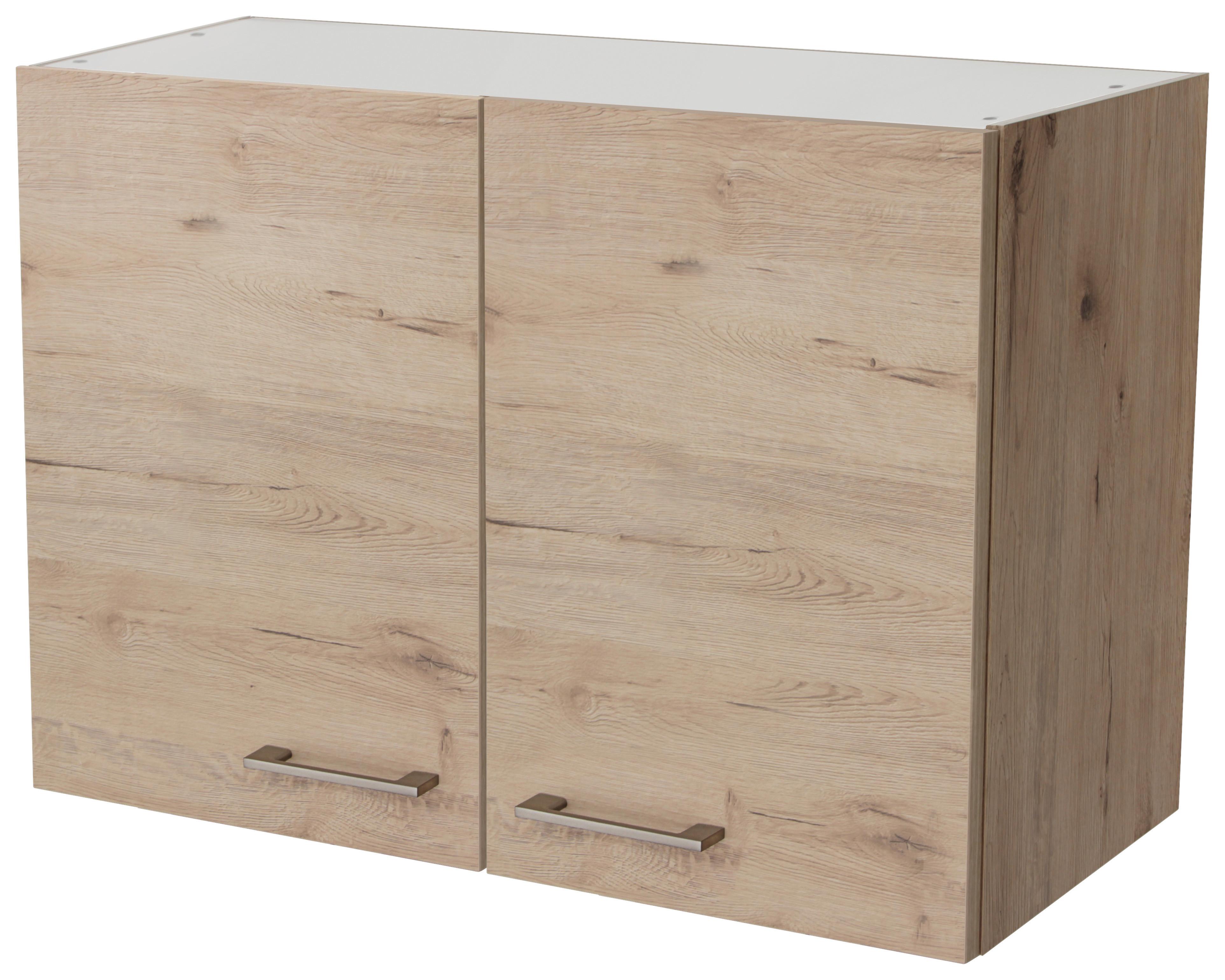 Küchenoberschrank in Eiche ´RIVA B: 80 CM EICHE DEKOR´ - Edelstahlfarben/Eiche San Remo, MODERN, Holzwerkstoff/Metall (80/54,8/32cm) - FlexWell