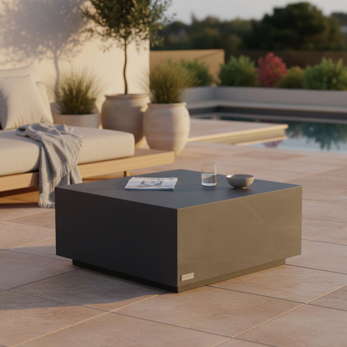 Loungetisch Colorado Schwarz Beton - Schwarz, KONVENTIONELL, Stein (86/86/40cm) - Gardenson