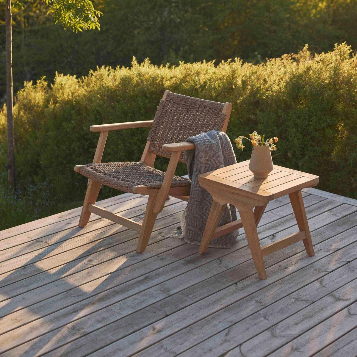 Loungesessel Eya - Braun/Teakfarben, Natur, Holz/Kunststoff (68/70/75cm) - Gardenson