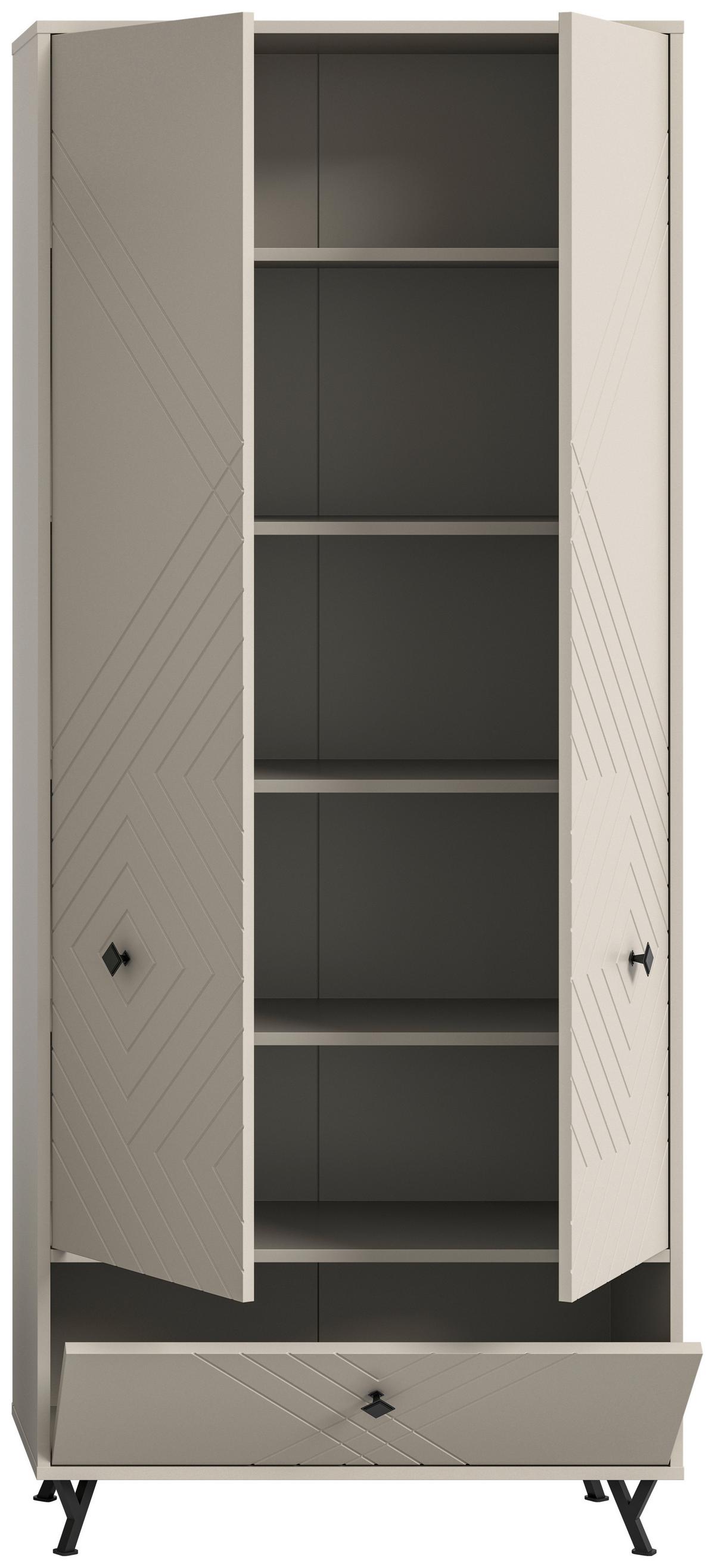Garderobenschrank Notes ca. 80x195x35 cm Sandbeige - Design, Holzwerkstoff/Metall (80/195/35cm) - MID.YOU