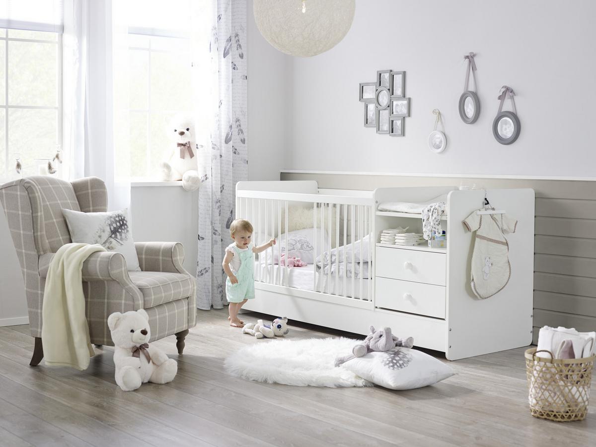 Gitterbett in Weiss ca. 70x140cm - Weiss, Modern, Holzwerkstoff (204,4/95/75cm) - Premium Living