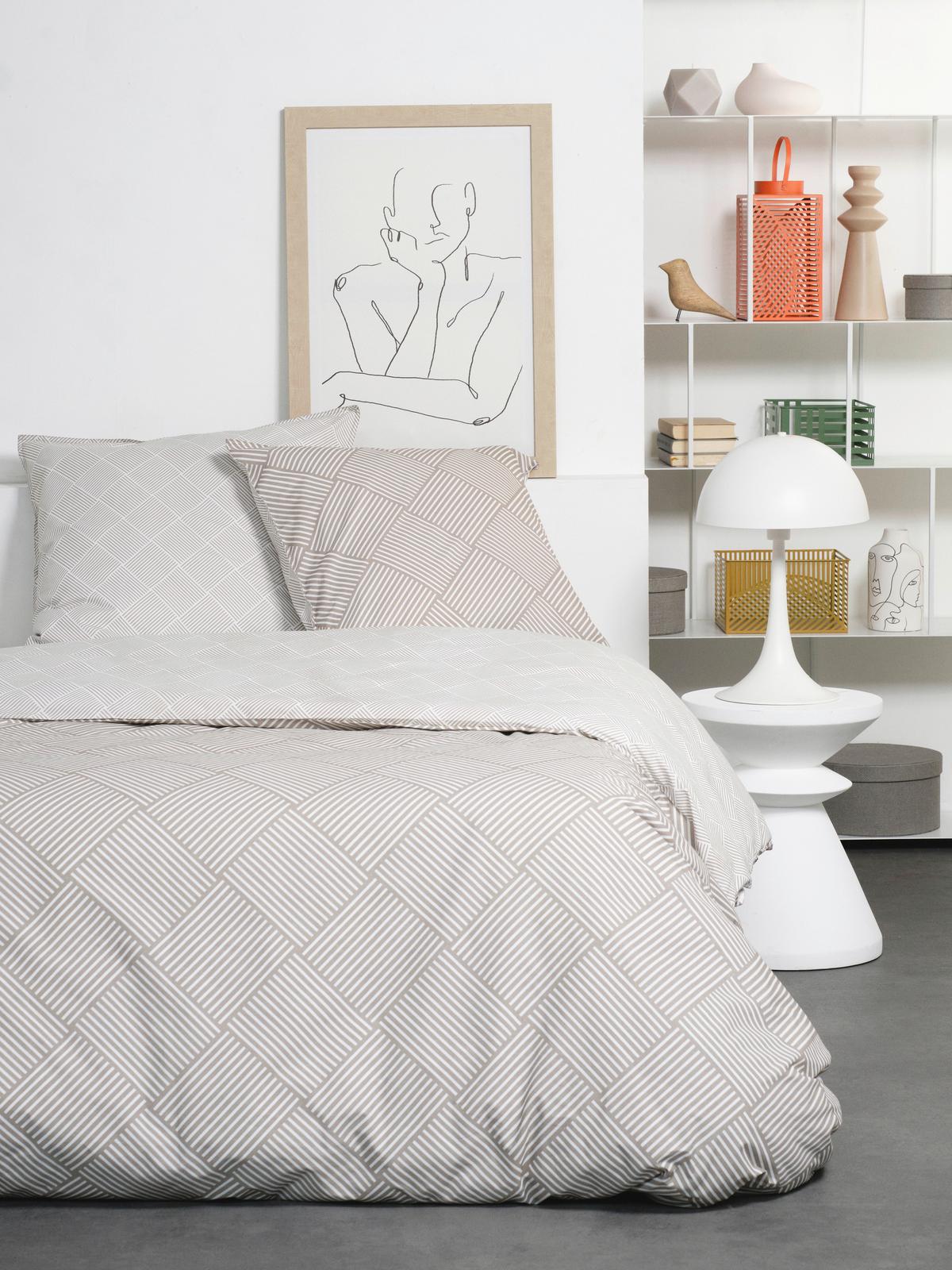 Ágyneműhuzat-garnitúra Joline - bézs/fehér, Natur, textil (70x90/140x200cm) - Bessagi Home