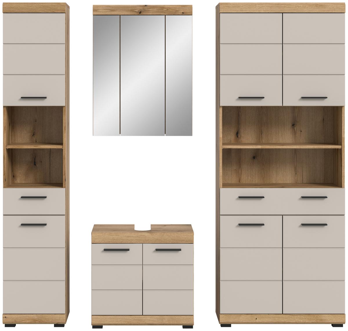 Badezimmer Scout 4-tlg. ca. 171 cm Kaschmir - Kaschmir/Schwarz, MODERN, Holzwerkstoff/Kunststoff (171cm) - MID.YOU