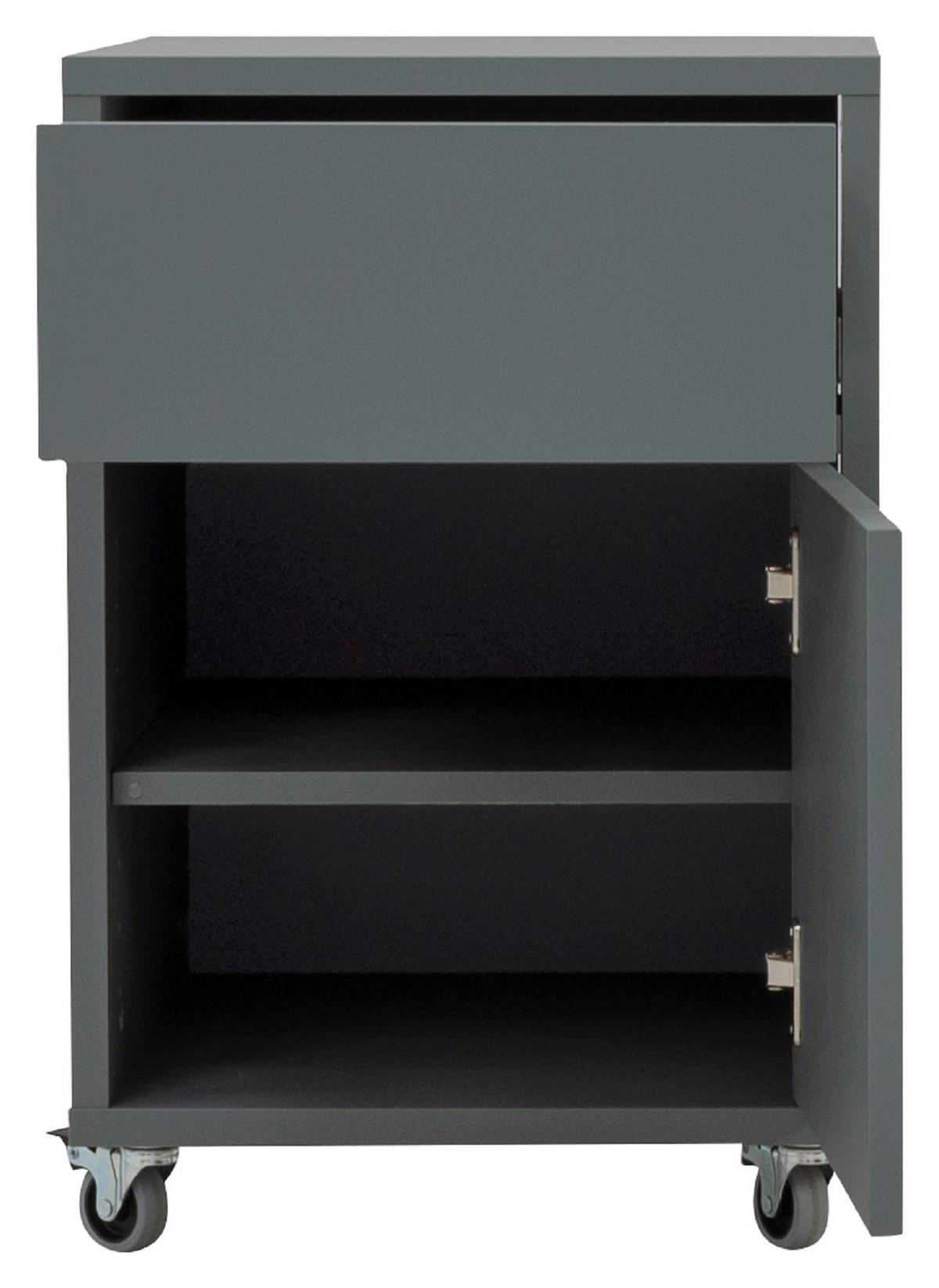 KONTENER NA KÓŁKACH LIPP - zielony, Design, materiał drewnopochodny/tworzywo sztuczne (40/60/45cm)