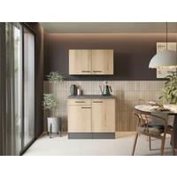 Buffet Oliver Eiche/Grau - Schwarz/Eiche Artisan, Trend, Holzwerkstoff/Metall (100/200/60cm) - Respekta