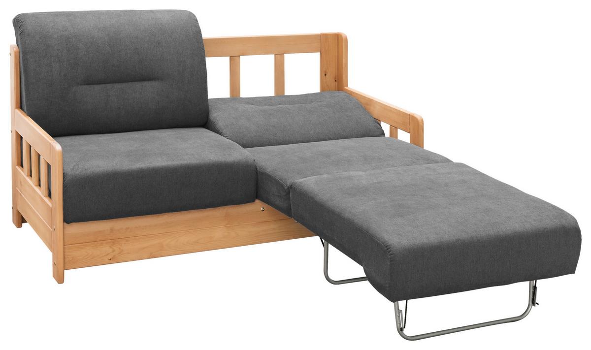 Schlafsofa Camino Anthrazit Mikrofaser - Anthrazit/Kieferfarben, KONVENTIONELL, Holz/Textil (154/88/90cm) - Livetastic