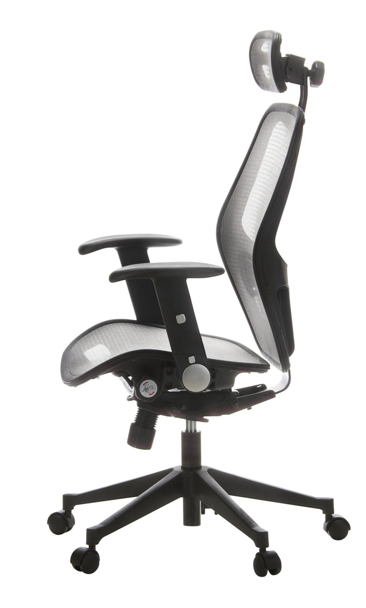 Pisarniški Stol Air-port, Srebnro-Siva - siva/črna, Basics, umetna masa/tekstil (59/117/48cm) - MID.YOU