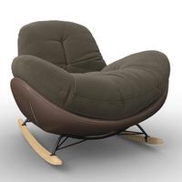 Schaukelsessel Elea Braun Lederlook/Chenille - Schwarz/Braun, MODERN, Holz/Textil (104/78/102cm) - Bessagi Home