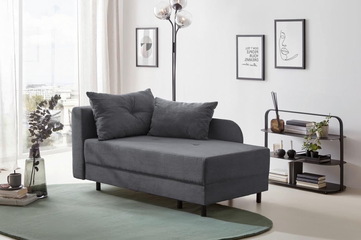Liege Nova Dunkelgrau - Dunkelgrau/Schwarz, MODERN, Holz/Textil (85/62/145cm) - Mömax