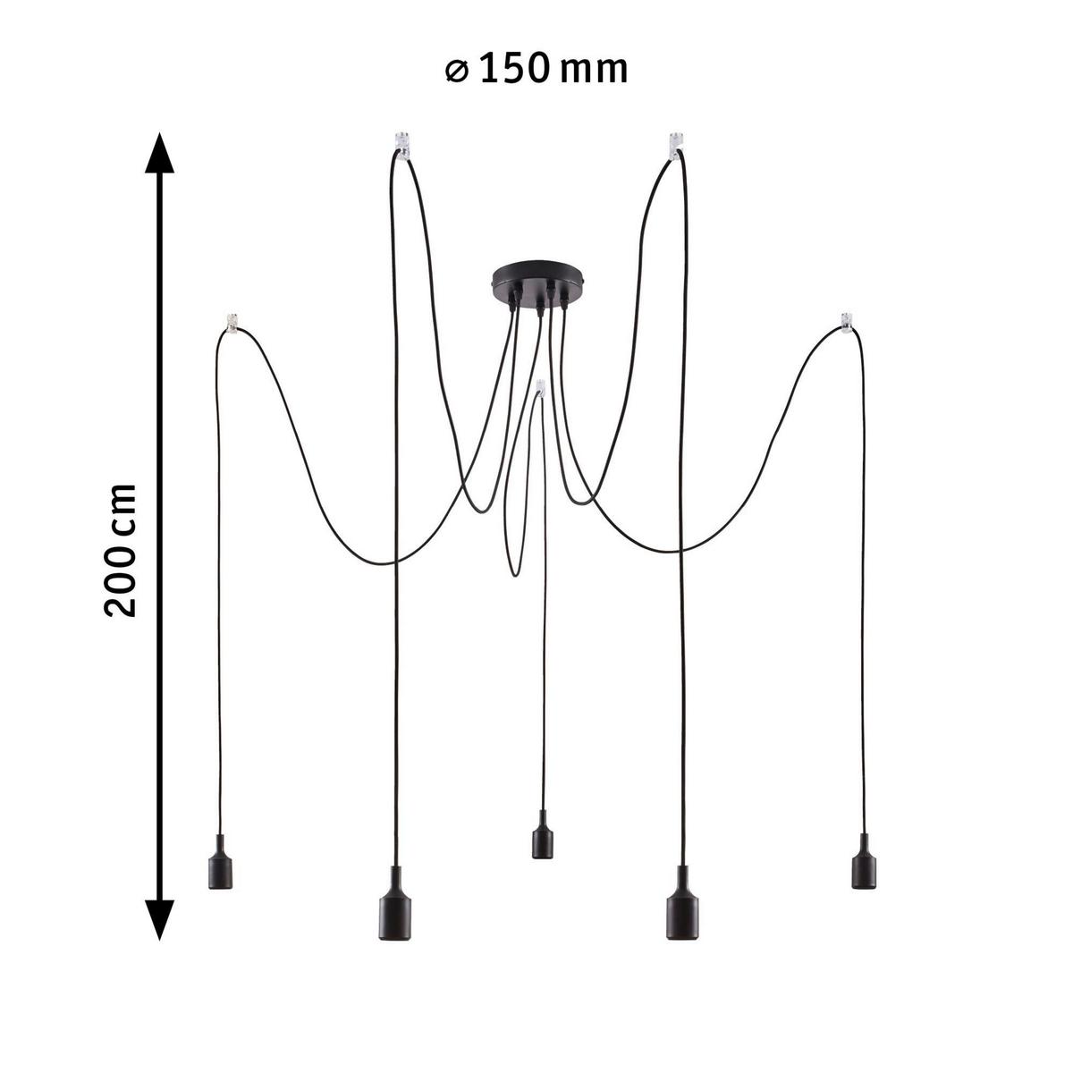 Hängeleuchte Ketil in Schwarz max. 60 Watt - Schwarz, Basics, Metall (15,0/200,0cm) - Paulmann