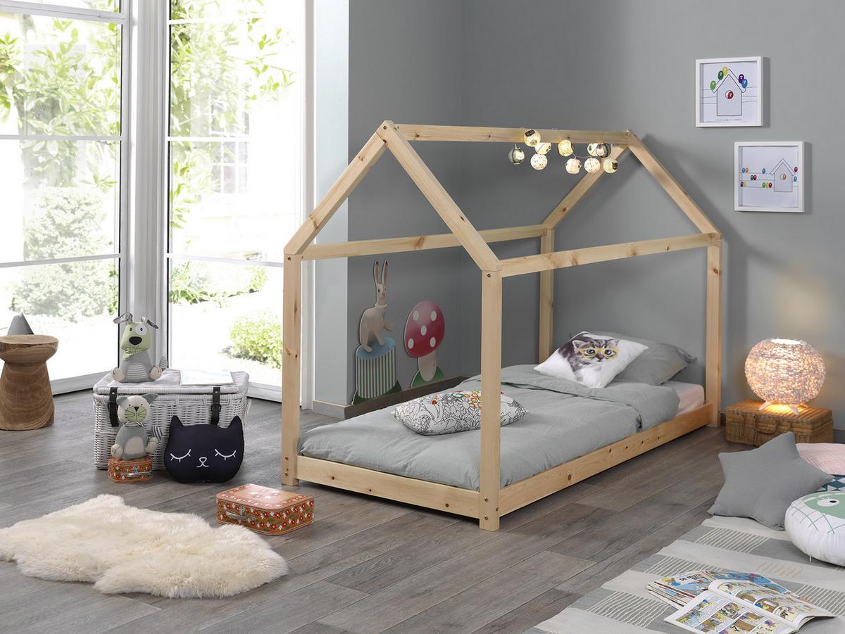 Hausbett Cabane 90x200 cm Kiefer Natur Echtholz - Kieferfarben, MODERN, Holz (90/200cm) - MID.YOU