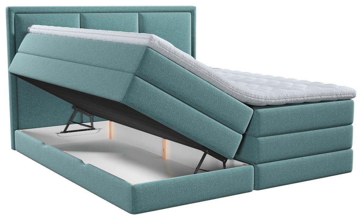 Boxspringbett SWING K Türkis ca. 200x200 cm inkl. Topper - Türkis, Design, Holzwerkstoff/Kunststoff (200/200cm) - MID.YOU