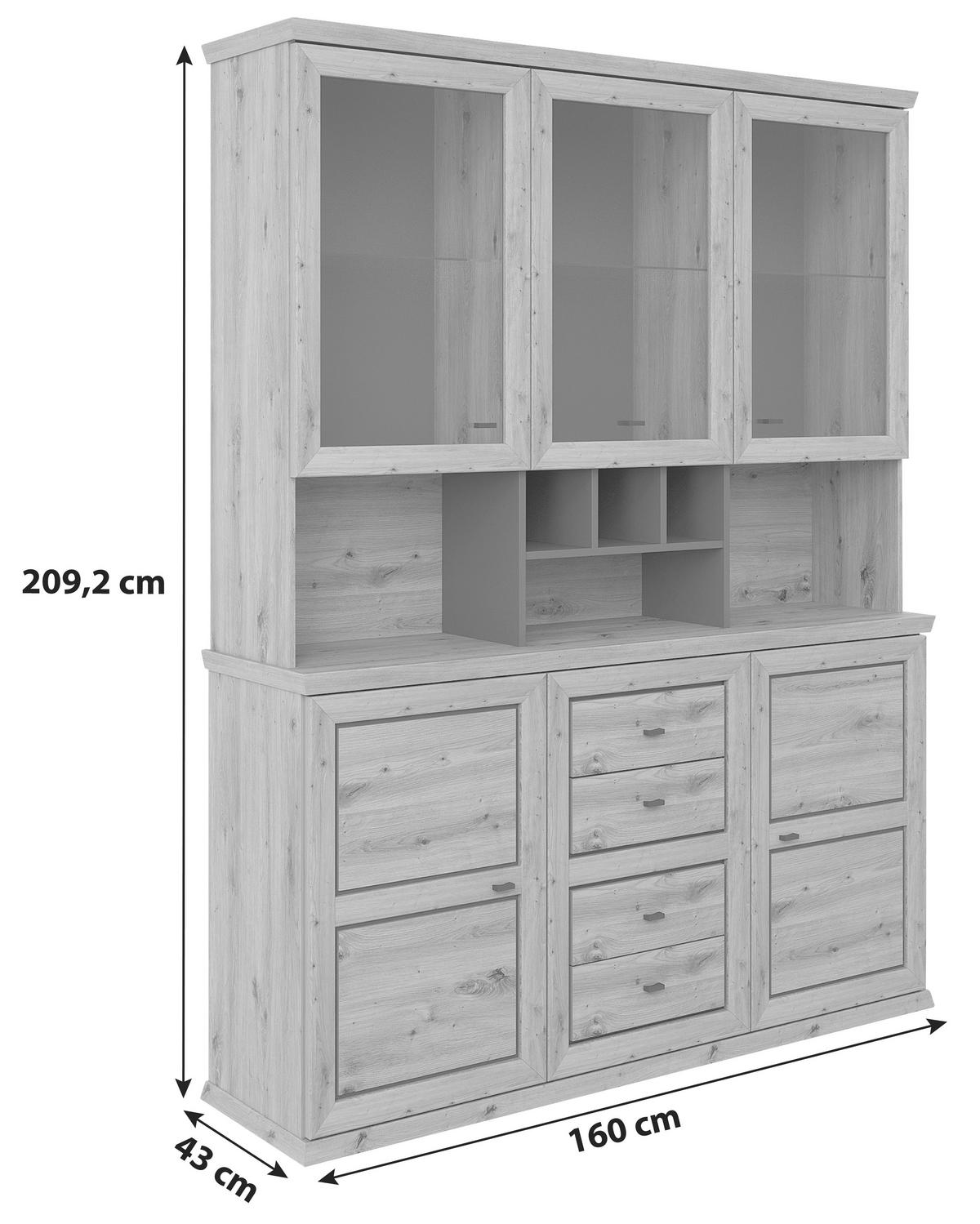 Bife Omara Harvey, Barva Hrasta Artisan - barve hrasta/antracit, Konvencionalno, kovina/steklo (160/209,2/43cm)