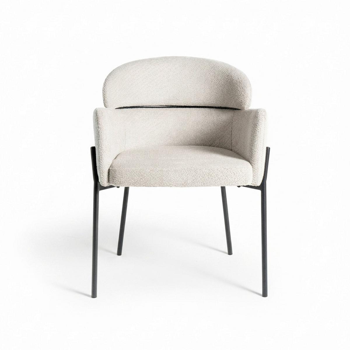 Armlehnstuhl Chloe Greige Webstoff Gepolstert - Greige/Schwarz, MODERN, Textil/Metall (62/79/59,5cm) - Bessagi Home