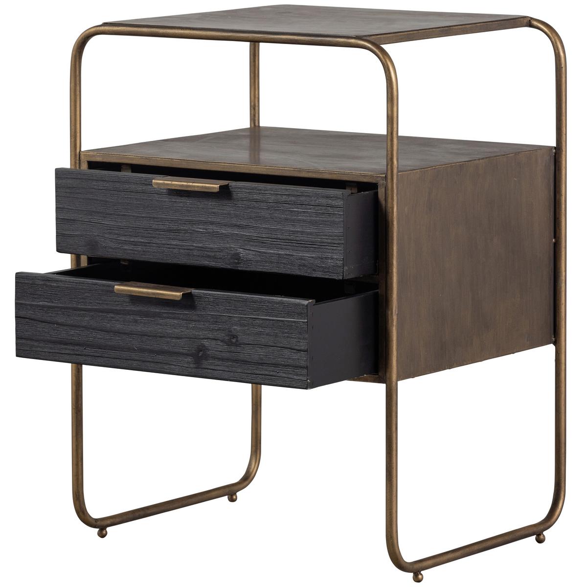 Nachttisch Polite, Messingfarben B: 45 cm - Messingfarben/Schwarz, Design, Metall (45/38/62cm) - Livetastic