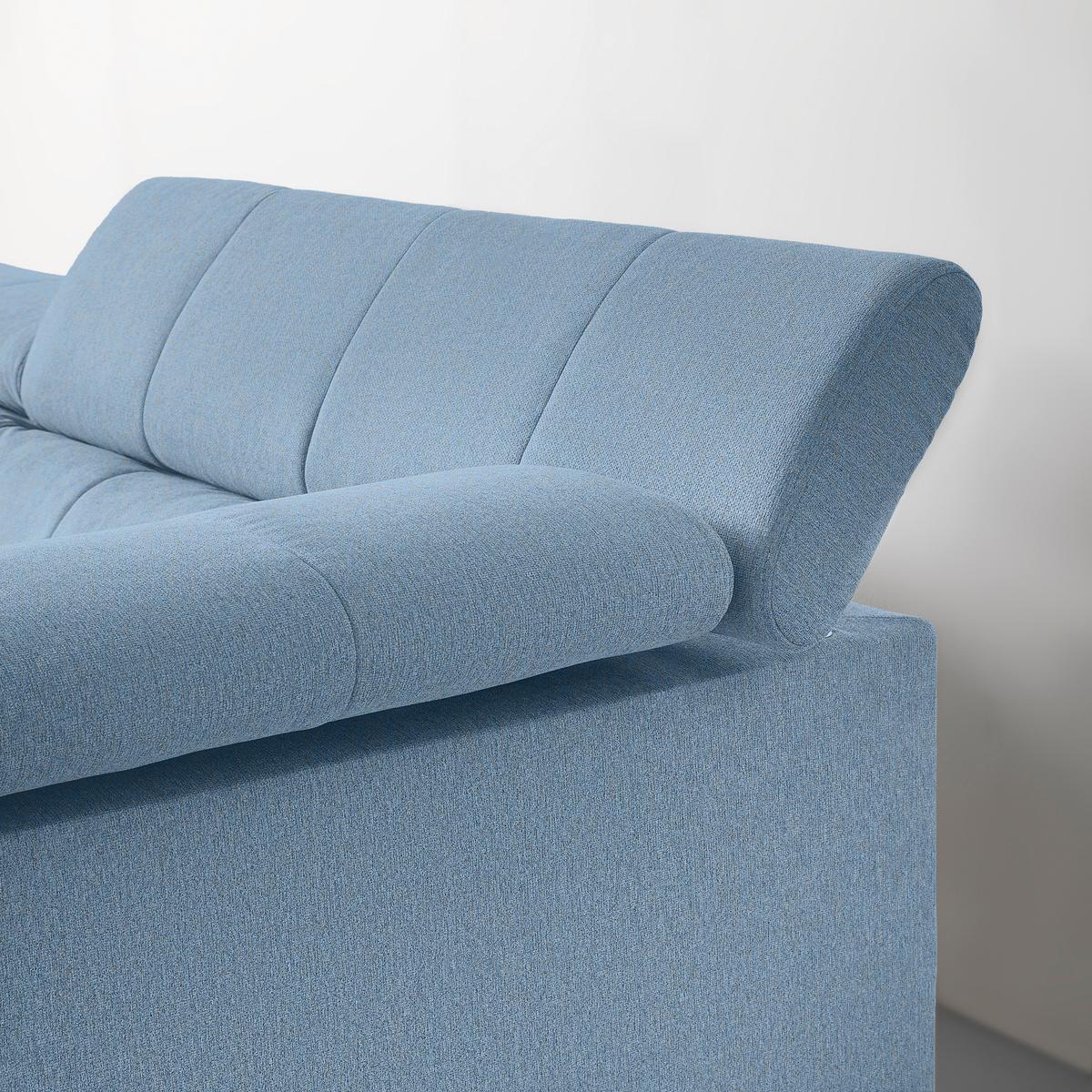 Wohnlandschaft Alberto Hellblau - Schwarz/Hellblau, MODERN, Textil/Metall (201/78/296cm) - Mömax
