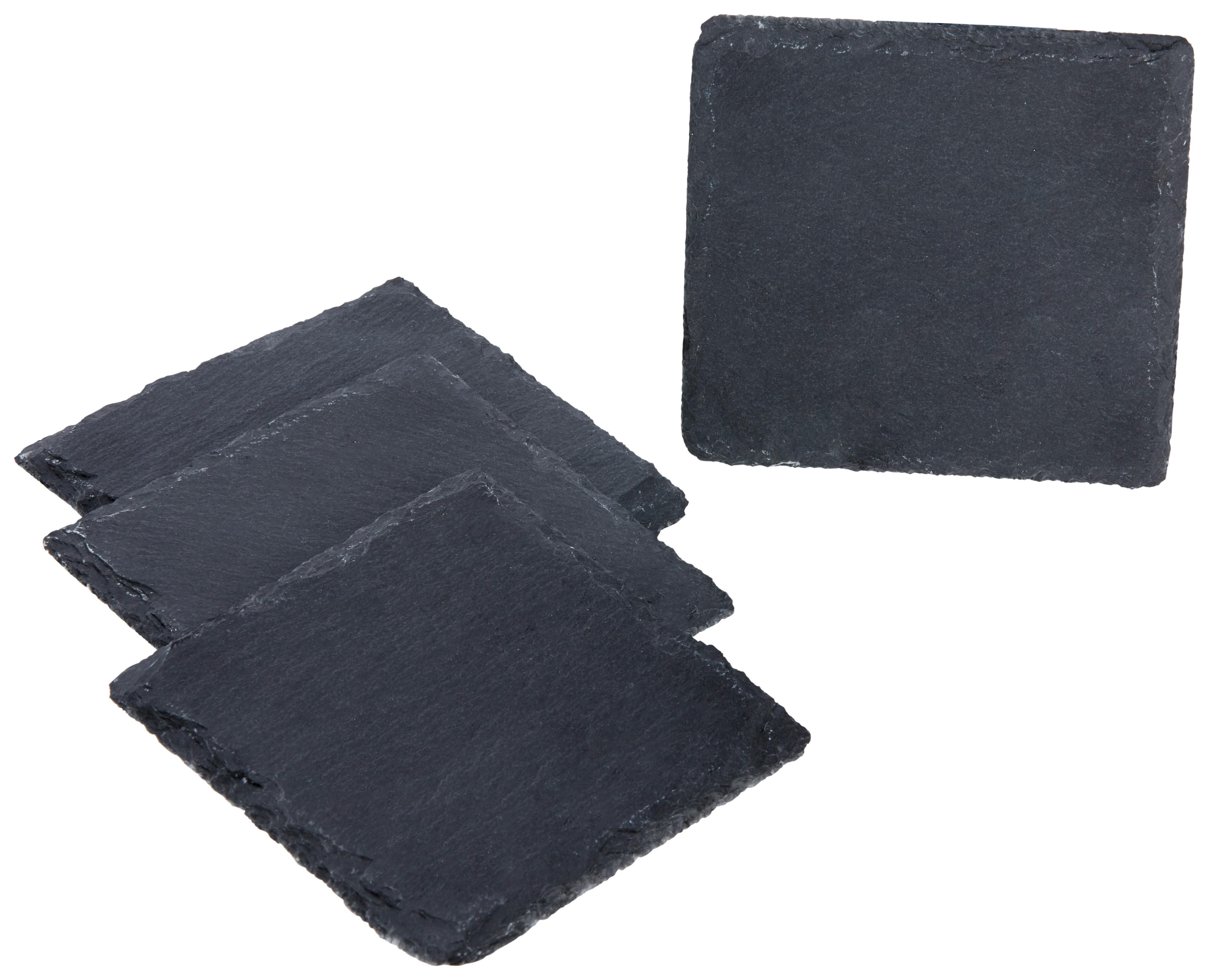 Untersetzerset Stoney in Schwarz - Schwarz, MODERN, Naturmaterialien/Kunststoff (10/10cm) - Zandiara