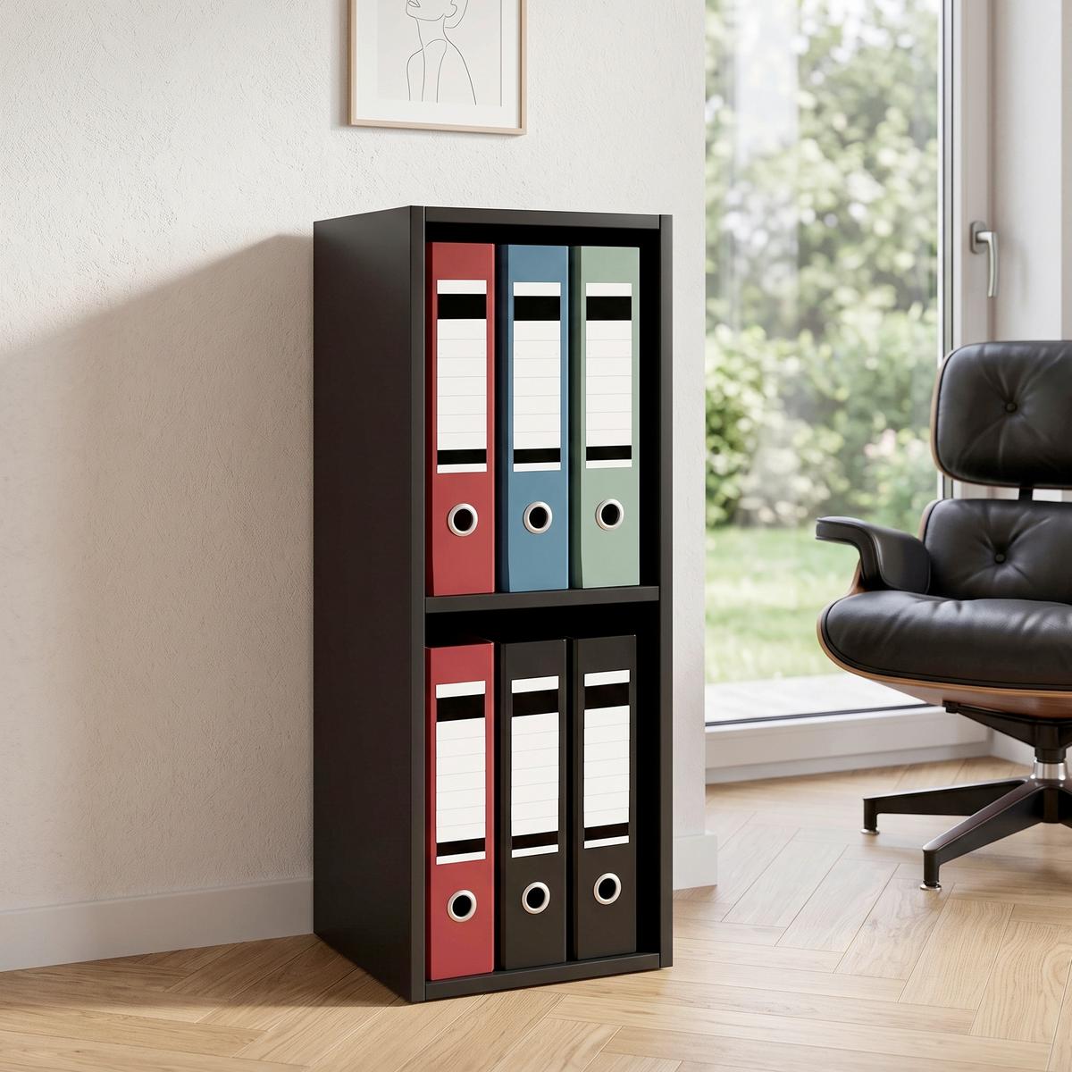 Etajeră Pentru Documente Offas 2-Fach - negru, Design, material pe bază de lemn (34/72/30cm) - MID.YOU