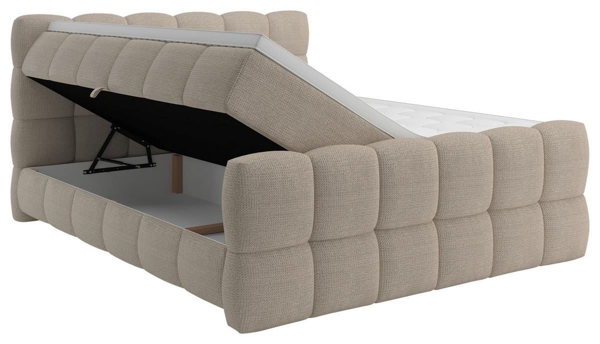 Boxspring Krevet Brisbane - bež/crna, Trend, drvni materijal/drvo (120/220cm) - Premium Living