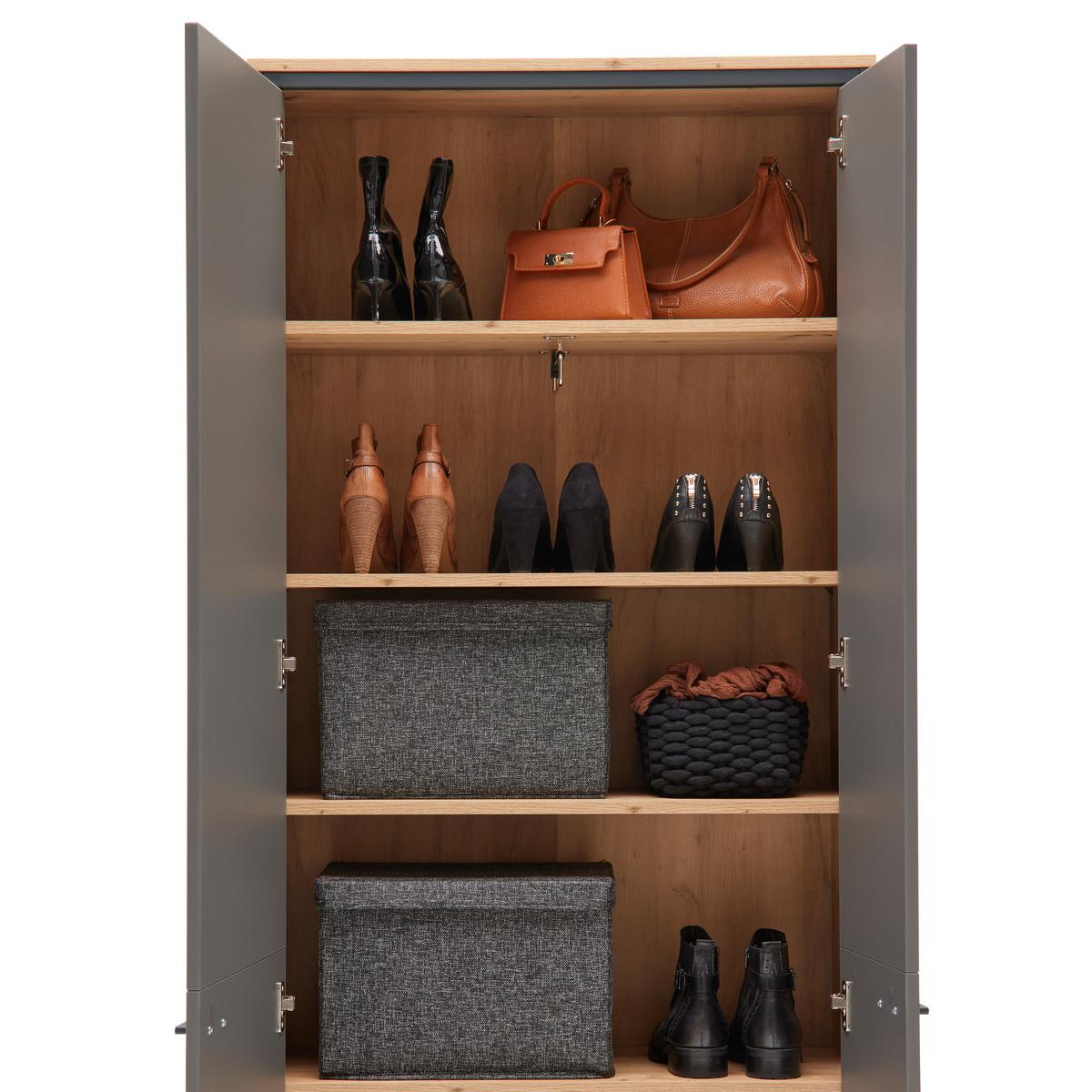 Garderobenschrank Florenz Grau/Eiche Artisan - Schwarz/Eiche Artisan, Modern, Holzwerkstoff/Kunststoff (79/196,2/37,3cm) - Premium Living