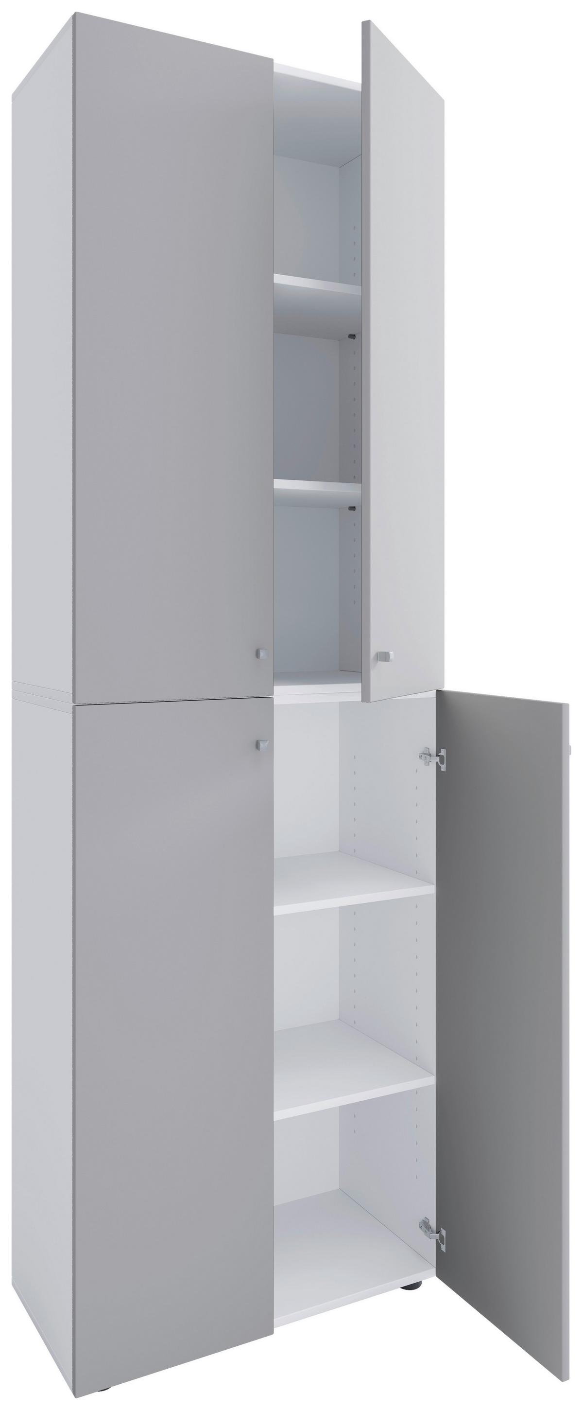 Schuhschrank LONA Weiß/ Grau ca. 70x220x40 cm - Silberfarben/Schwarz, Design, Holzwerkstoff/Kunststoff (70/220/40cm) - MID.YOU