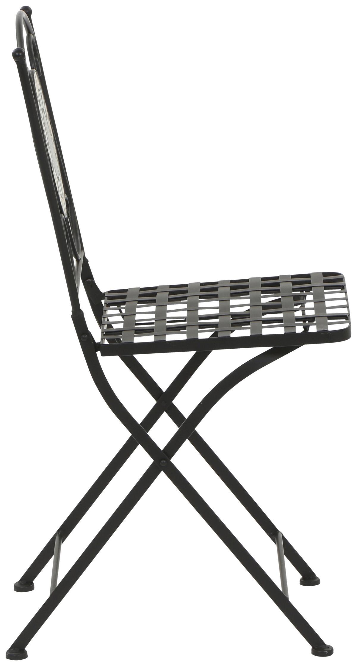 Gartenstuhl Schwarz Mosaik klappbar - Multicolor/Schwarz, MODERN, Keramik/Metall (39/88,5/49,5cm) - Siena Garden