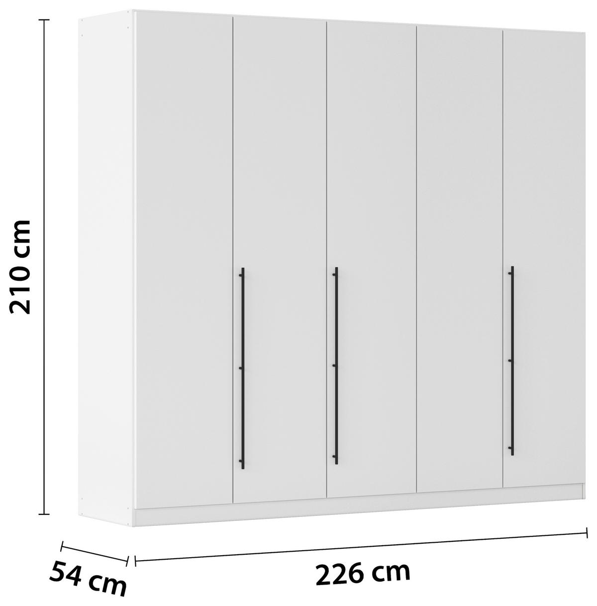Kleiderschrank Safari Weiß - Schwarz/Weiß, KONVENTIONELL, Holzwerkstoff/Metall (226/210/54cm) - Based
