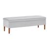 Hockerbank Jessy Hellgrau Samt Gepolstert mit Stauraum - Buchefarben/Hellgrau, MODERN, Holz/Textil (150/50/55cm) - Bessagi Home