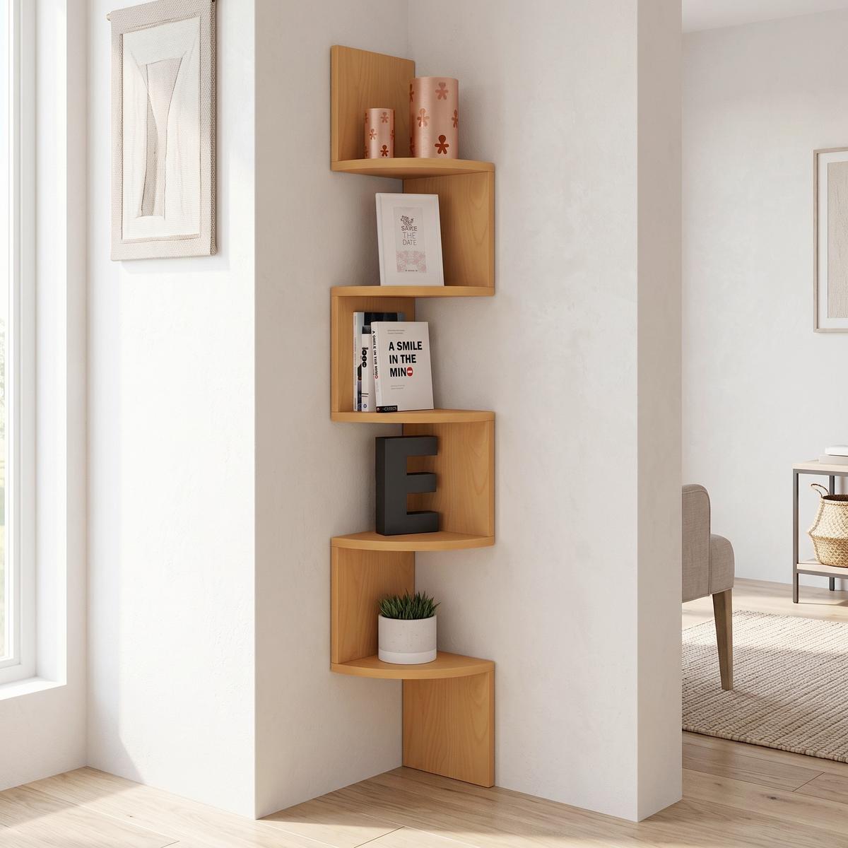 Sarokpolc Mintis - bükkszínű, Basics, faalapú anyag (19,6/123,6/19,6cm) - MID.YOU
